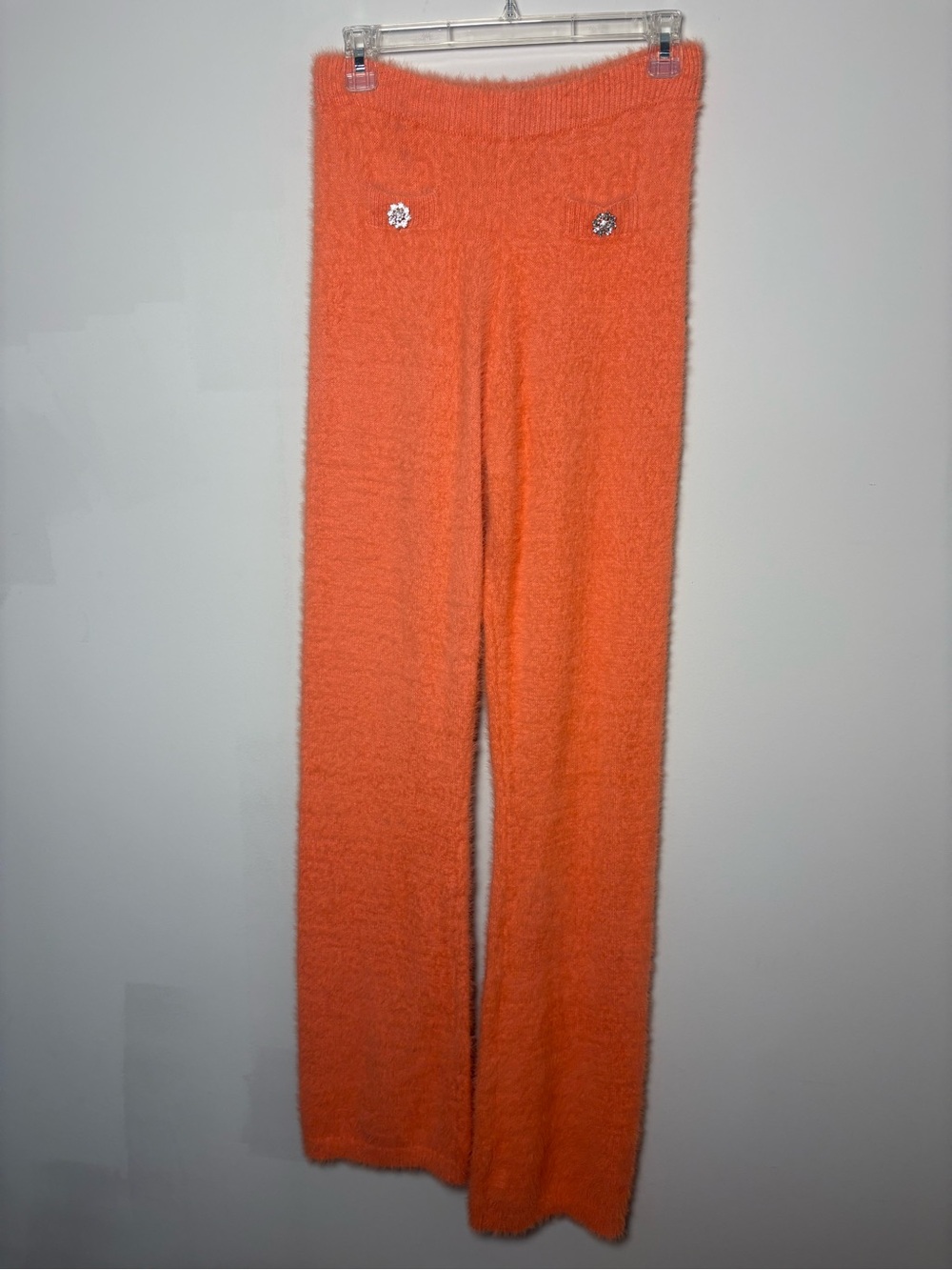 Fashion Nova Orange Fuzzy Boot Flare Pants BNWT